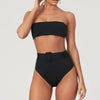 High Waist Bikini Black Swimwear Women Swimsuit High Leg Bikinis Set Women High Waist Bandeau Bikini Set Strapless 2 Piece Bathing Suit Swimsuits Tie Wrap Swimsuits Swimming for Bathing Suit Woman Swimsuits by Stevvex