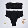 High Waist Bikini Black Swimwear Women Swimsuit High Leg Bikinis Set Women High Waist Bandeau Bikini Set Strapless 2 Piece Bathing Suit Swimsuits Tie Wrap Swimsuits Swimming for Bathing Suit Woman Swimsuits by Stevvex