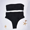 High Waist Bikini Black Swimwear Women Swimsuit High Leg Bikinis Set Women High Waist Bandeau Bikini Set Strapless 2 Piece Bathing Suit Swimsuits Tie Wrap Swimsuits Swimming for Bathing Suit Woman Swimsuits by Stevvex