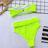 High Waist Bikini Black Swimwear Women Swimsuit High Leg Bikinis Set Women High Waist Bandeau Bikini Set Strapless 2 Piece Bathing Suit Swimsuits Tie Wrap Swimsuits Swimming for Bathing Suit Woman Swimsuits by Stevvex