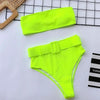 High Waist Bikini Black Swimwear Women Swimsuit High Leg Bikinis Set Women High Waist Bandeau Bikini Set Strapless 2 Piece Bathing Suit Swimsuits Tie Wrap Swimsuits Swimming for Bathing Suit Woman Swimsuits by Stevvex