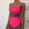 High Waist Bikini Black Swimwear Women Swimsuit High Leg Bikinis Set Women High Waist Bandeau Bikini Set Strapless 2 Piece Bathing Suit Swimsuits Tie Wrap Swimsuits Swimming for Bathing Suit Woman Swimsuits by Stevvex