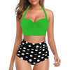 High Waist Bikini Leaf Print Swimsuit Women Push Up Swimwear Female Halter Bathing Suit Vintage Swimming Suit Women Vintage Underwire High Waist Swimsuit Two Pieces Halter Lace Up Adjustable Bikini Top by Stevvex