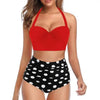 High Waist Bikini Leaf Print Swimsuit Women Push Up Swimwear Female Halter Bathing Suit Vintage Swimming Suit Women Vintage Underwire High Waist Swimsuit Two Pieces Halter Lace Up Adjustable Bikini Top by Stevvex