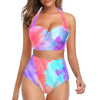 High Waist Bikini Leaf Print Swimsuit Women Push Up Swimwear Female Halter Bathing Suit Vintage Swimming Suit Women Vintage Underwire High Waist Swimsuit Two Pieces Halter Lace Up Adjustable Bikini Top by Stevvex