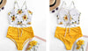 High Waist Bikini Sunflower Swimsuit Women Bikini Floral Swimsuit Floral Crop Tie Knot Front High Waist Bikini Set Two Piece Swimsuit For Women Summer High Waisted Bathing Suit by Stevvex
