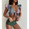 High Waist Bikini Ruffle Swimwear Women Print Swimsuit Push Up Bikinis Plus Size Bathing Suits Floral Beach Wear Bikini Swimsuits for Teen Girls by Stevvex