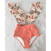 High Waist Bikini Ruffle Swimwear Women Print Swimsuit Push Up Bikinis Plus Size Bathing Suits Floral Beach Wear Bikini Swimsuits for Teen Girls by Stevvex