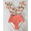 High Waist Bikini Ruffle Swimwear Women Print Swimsuit Push Up Bikinis Plus Size Bathing Suits Floral Beach Wear Bikini Swimsuits for Teen Girls by Stevvex