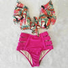 High Waist Bikini Ruffle Swimwear Women Print Swimsuit Push Up Bikinis Plus Size Bathing Suits Floral Beach Wear Bikini Swimsuits for Teen Girls by Stevvex