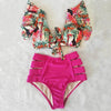 High Waist Bikini Ruffle Swimwear Women Print Swimsuit Push Up Bikinis Plus Size Bathing Suits Floral Beach Wear Bikini Swimsuits for Teen Girls by Stevvex