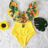 High Waist Bikini Ruffle Swimwear Women Print Swimsuit Push Up Bikinis Plus Size Bathing Suits Floral Beach Wear Bikini Swimsuits for Teen Girls by Stevvex