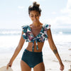 High Waist Bikini Ruffle Swimwear Women Print Swimsuit Push Up Bikinis Plus Size Bathing Suits Floral Beach Wear Bikini Swimsuits for Teen Girls by Stevvex