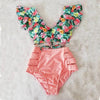 High Waist Bikini Ruffle Swimwear Women Print Swimsuit Push Up Bikinis Plus Size Bathing Suits Floral Beach Wear Bikini Swimsuits for Teen Girls by Stevvex