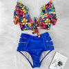 High Waist Bikini Ruffle Swimwear Women Print Swimsuit Push Up Bikinis Plus Size Bathing Suits Floral Beach Wear Bikini Swimsuits for Teen Girls by Stevvex