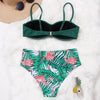 High Waist Bikini Set Women Bikini Flower Swimwear Women High Waist Bikini Halter Two Piece Bathing Suits Tummy Control Swimsuit Push Up Swimwear Vintage Halter Neck Swimsuit Female Green Bathing Suit by Stevvex