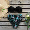 High Waist Bikini Set Women Bikini Flower Swimwear Women High Waist Bikini Halter Two Piece Bathing Suits Tummy Control Swimsuit Push Up Swimwear Vintage Halter Neck Swimsuit Female Green Bathing Suit by Stevvex