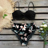 High Waist Bikini Set Women Bikini Flower Swimwear Women High Waist Bikini Halter Two Piece Bathing Suits Tummy Control Swimsuit Push Up Swimwear Vintage Halter Neck Swimsuit Female Green Bathing Suit by Stevvex