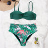 High Waist Bikini Set Women Bikini Flower Swimwear Women High Waist Bikini Halter Two Piece Bathing Suits Tummy Control Swimsuit Push Up Swimwear Vintage Halter Neck Swimsuit Female Green Bathing Suit by Stevvex