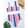High Waist Bikini Striped Swimsuit Women Swimwear Women's Bathing Suit Triangle Bikini Low Waist Two Piece Swimsuit Female Push up Bikini Set Swimming Wear for Bathing Suit Swimsuits by Stevvex