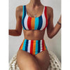 High Waist Bikini Striped Swimsuit Women Swimwear Women's Bathing Suit Triangle Bikini Low Waist Two Piece Swimsuit Female Push up Bikini Set Swimming Wear for Bathing Suit Swimsuits by Stevvex