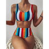 High Waist Bikini Striped Swimsuit Women Swimwear Women's Bathing Suit Triangle Bikini Low Waist Two Piece Swimsuit Female Push up Bikini Set Swimming Wear for Bathing Suit Swimsuits by Stevvex