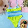 High Waist Bikini Swimsuits Women Push Up Swimwear Ribbed Bathing Suit Strap Bikinis Set Beachwear High Waist Bathing Suit Full Coverage Two Piece Swimsuit by Stevvex