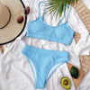 High Waist Bikini Swimsuits Women Push Up Swimwear Ribbed Bathing Suit Strap Bikinis Set Beachwear High Waist Bathing Suit Full Coverage Two Piece Swimsuit by Stevvex