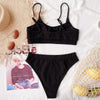 High Waist Bikini Swimsuits Women Push Up Swimwear Ribbed Bathing Suit Strap Bikinis Set Beachwear High Waist Bathing Suit Full Coverage Two Piece Swimsuit by Stevvex