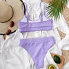 High Waist Bikini Swimsuits Women Push Up Swimwear Ribbed Bathing Suit Strap Bikinis Set Beachwear High Waist Bathing Suit Full Coverage Two Piece Swimsuit by Stevvex