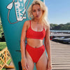 High Waist Bikini Swimsuits Women Push Up Swimwear Ribbed Bathing Suit Strap Bikinis Set Beachwear High Waist Bathing Suit Full Coverage Two Piece Swimsuit by Stevvex