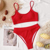 High Waist Bikini Swimsuits Women Push Up Swimwear Ribbed Bathing Suit Strap Bikinis Set Beachwear High Waist Bathing Suit Full Coverage Two Piece Swimsuit by Stevvex