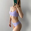 High Waist Bikini Swimsuits Women Push Up Swimwear Ribbed Bathing Suit Strap Bikinis Set Beachwear High Waist Bathing Suit Full Coverage Two Piece Swimsuit by Stevvex