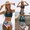 High Waist Bikinis New Halter Swimwear Women Swimsuit Female Bikini Set Print Bathing Suit Summer Two Piece Bikini Swimsuit for Women High Waist Halter Wrap Bathing Suits with Bikini Bottom by Stevvex