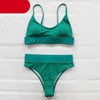 High Waist Bikinis Ribbed Swimwear Women Push Up Swimsuits Women's Scoop Neck Swimsuits High Waist Bikini Sets 2 Piece Bathing Suit Solid Strap Bathing Suit Female Set by Stevvex