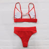 High Waist Bikinis Ribbed Swimwear Women Push Up Swimsuits Women's Scoop Neck Swimsuits High Waist Bikini Sets 2 Piece Bathing Suit Solid Strap Bathing Suit Female Set by Stevvex
