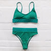 High Waist Bikinis Ribbed Swimwear Women Push Up Swimsuits Women's Scoop Neck Swimsuits High Waist Bikini Sets 2 Piece Bathing Suit Solid Strap Bathing Suit Female Set by Stevvex