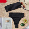 High Waist Bikinis Swimsuits Swimwear Women Black Strapless High Cut Bathing Suit Women Beachwear Women's Scoop Neck Cut Out Front Lace Up Back High Cut One Piece Swimsuit by Stevvex
