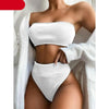 High Waist Bikinis Swimsuits Swimwear Women Black Strapless High Cut Bathing Suit Women Beachwear Women's Scoop Neck Cut Out Front Lace Up Back High Cut One Piece Swimsuit by Stevvex