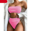 High Waist Bikinis Swimsuits Swimwear Women Black Strapless High Cut Bathing Suit Women Beachwear Women's Scoop Neck Cut Out Front Lace Up Back High Cut One Piece Swimsuit by Stevvex