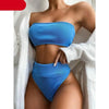 High Waist Bikinis Swimsuits Swimwear Women Black Strapless High Cut Bathing Suit Women Beachwear Women's Scoop Neck Cut Out Front Lace Up Back High Cut One Piece Swimsuit by Stevvex