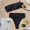 High Waist Bikinis Swimsuits Swimwear Women Black Strapless High Cut Bathing Suit Women Beachwear Women's Scoop Neck Cut Out Front Lace Up Back High Cut One Piece Swimsuit by Stevvex