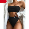 High Waist Bikinis Swimsuits Swimwear Women Black Strapless High Cut Bathing Suit Women Beachwear Women's Scoop Neck Cut Out Front Lace Up Back High Cut One Piece Swimsuit by Stevvex
