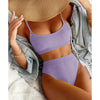 High Waist Bikinis Swimwear Women Push Up Swimsuits Solid High Waist Bikini Sets Sporty Two Pieces Swimsuit Scoop Neck Bathing Suits for Women Ribbed Bathing Suits High Cut Summer Beachwear by Stevvex