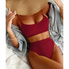 High Waist Bikinis Swimwear Women Push Up Swimsuits Solid High Waist Bikini Sets Sporty Two Pieces Swimsuit Scoop Neck Bathing Suits for Women Ribbed Bathing Suits High Cut Summer Beachwear by Stevvex