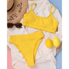 High Waist Bikinis Swimwear Women Push Up Swimsuits Solid High Waist Bikini Sets Sporty Two Pieces Swimsuit Scoop Neck Bathing Suits for Women Ribbed Bathing Suits High Cut Summer Beachwear by Stevvex