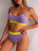 High Waist Bikinis Swimwear Women Push Up Swimsuits Solid High Waist Bikini Sets Sporty Two Pieces Swimsuit Scoop Neck Bathing Suits for Women Ribbed Bathing Suits High Cut Summer Beachwear by Stevvex