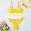 High Waist Bikinis Swimwear Women Push Up Swimsuits Solid High Waist Bikini Sets Sporty Two Pieces Swimsuit Scoop Neck Bathing Suits for Women Ribbed Bathing Suits High Cut Summer Beachwear by Stevvex
