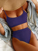 High Waist Bikinis Swimwear Women Push Up Swimsuits Solid High Waist Bikini Sets Sporty Two Pieces Swimsuit Scoop Neck Bathing Suits for Women Ribbed Bathing Suits High Cut Summer Beachwear by Stevvex