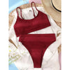 High Waist Bikinis Swimwear Women Push Up Swimsuits Solid High Waist Bikini Sets Sporty Two Pieces Swimsuit Scoop Neck Bathing Suits for Women Ribbed Bathing Suits High Cut Summer Beachwear by Stevvex